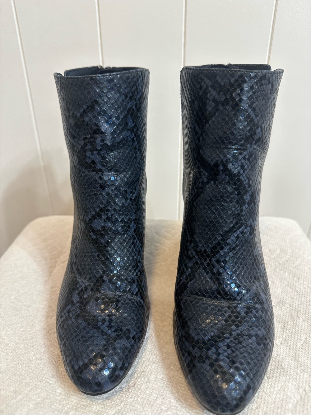 Old Navy Navy Snake-Print Ankle Booties